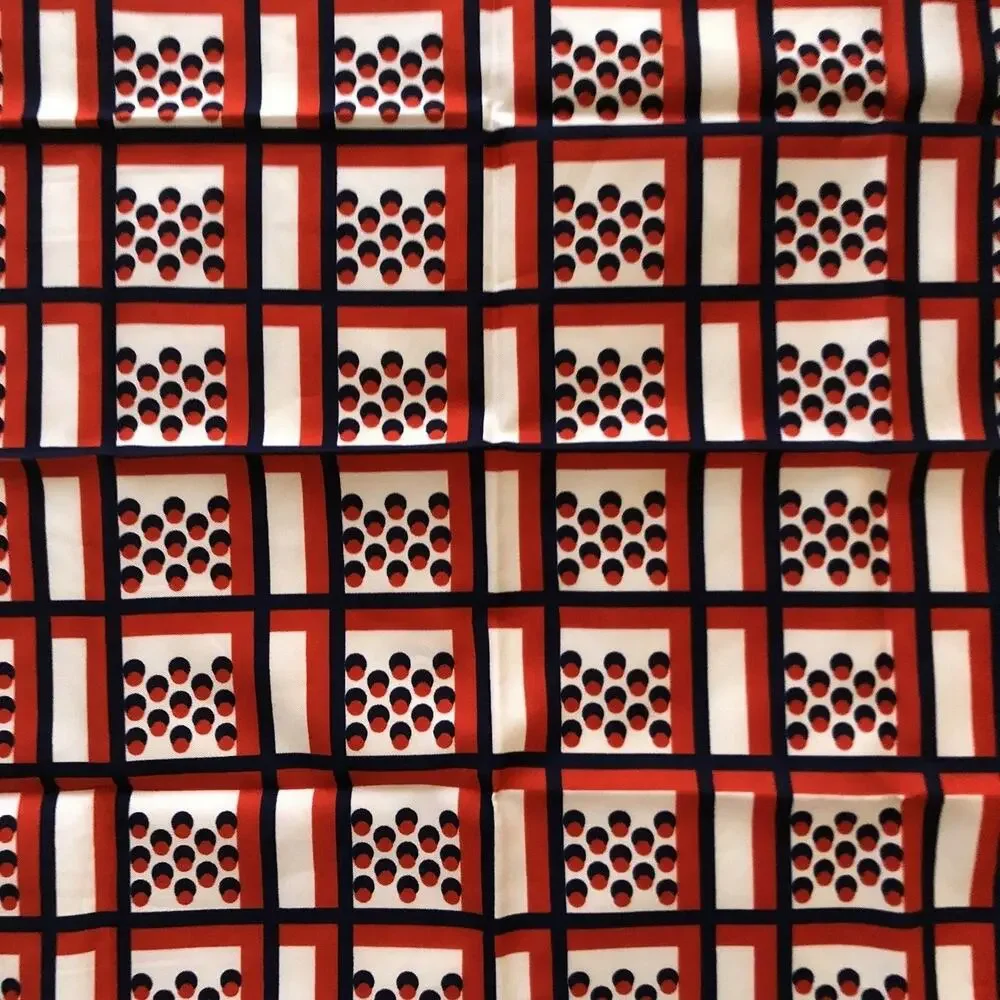 Checkered Scarf Red White Blue Lillian Vernon Mod Boselli Italy 19x20 Vintage